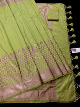 Pista Green Banarasi Silk saree — Kaash Collection