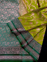 Mehandi Green/ Heena Green and Bottle Green Mashru Silk saree — Kaash Collection