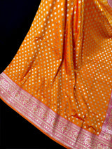 Bright Fanta Orange Orange with Pink Banarasi Silk saree — Kaash Collection
