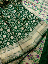 Green Color Khaddi Georgette Silk saree — Kaash Collection