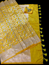 Yellow Color Pure Katan Silk saree — Kaash Collection