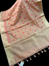Peach Kota Doria saree — Kaash Collection