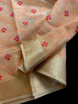 Peach Kota Doria saree — Kaash Collection