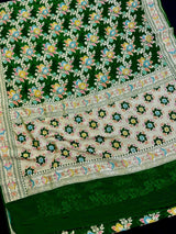 Green Color Khaddi Georgette Silk saree — Kaash Collection