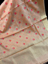 Peach Kota Doria saree — Kaash Collection
