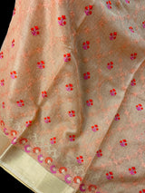 Peach Kota Doria saree — Kaash Collection
