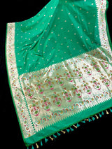 Green Semi Katan Silk saree — Kaash Collection
