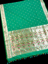 Green Semi Katan Silk saree — Kaash Collection