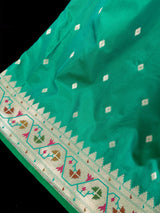 Green Semi Katan Silk saree — Kaash Collection