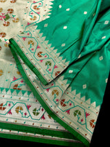 Green Semi Katan Silk saree — Kaash Collection