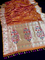 Rust Mashru Silk saree — Kaash Collection