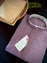 Lavender men's kurta pajama in soft silk with embroidery with tiny sequins — Kaash Collection