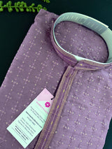 Lavender men's kurta pajama in soft silk with embroidery with tiny sequins — Kaash Collection