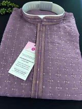 Lavender men's kurta pajama in soft silk with embroidery with tiny sequins — Kaash Collection