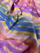 Lavender Color Pure Banarasi Georgette Silk Paithani Saree with Meenakari Work with Multi Color Stripes - Silk Mark Certified - Kaash