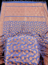 Lavender Color Pure Khaddi Georgette Banarasi Silk Saree with Antique Copper Zari Weave | Lavender Color Saree | SILK MARK CERTIFIED - Kaash