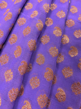 Lavender pure khaddi georgette banarasi silk saree with copper zari with wide border — Kaash Collection