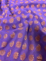 Lavender Color Pure Khaddi Georgette Banarasi Silk Saree with Copper Zari - SILK MARK CERTIFIED - Kaash