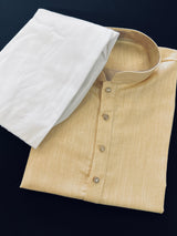 Light Beige Color Premium Pure Linen Cotton Kurta Pajama Set for Men | Linen Cotton Men Kurtas | Pastel Color Kurta | Kurta for Men - Kaash