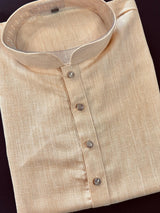 Light Beige Color Premium Pure Linen Cotton Kurta Pajama Set for Men | Linen Cotton Men Kurtas | Pastel Color Kurta | Kurta for Men - Kaash