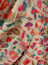 Light Beige pure pashmina Kashmiri shawl with kani weave, floral motifs — Kaash Collection