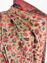 Light Beige pure pashmina Kashmiri shawl with kani weave, floral motifs — Kaash Collection