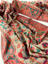Light Beige pure pashmina Kashmiri shawl with kani weave, floral motifs — Kaash Collection