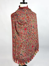 Light Beige Pure Pashmina Kani Weave Shawl | Floral Chinar Leaf Motif - Kaash
