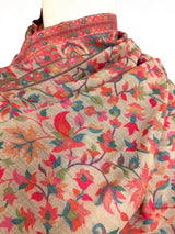 Light Beige Pure Pashmina Kani Weave Shawl | Floral Chinar Leaf Motif - Kaash