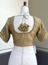 Light Gold Color Raw Silk Ready to Wear Blouse - Kaash