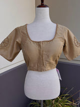 Light Gold Color Raw Silk Ready to Wear Blouse | Handwork Blouses | Padded Blouse | Readymade Saree Blouses - Kaash
