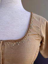 Light Gold Color Raw Silk Ready to Wear Blouse | Handwork Blouses | Padded Blouse | Readymade Saree Blouses - Kaash