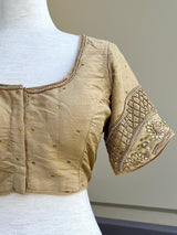 Light Gold Color Raw Silk Ready to Wear Blouse | Handwork Blouses | Padded Blouse | Readymade Saree Blouses | Kaash Collection - Kaash