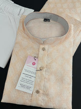 Light Gold Cream Designer Kurta with Floral Digital Print in Soft Butter Silk with Thread and Sequence Work - Kaash