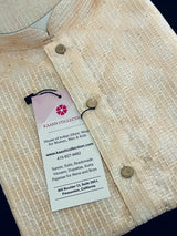 Light Gold Cream Designer Kurta with Floral Digital Print in Soft Butter Silk with Thread and Sequence Work - Kaash