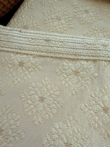 Light Gold (with Gold Bottom) men's kurta pajama in silk (non-pure) with embossed design with zari buttis — Kaash Collection