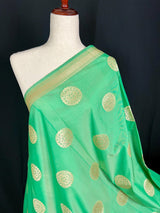 Light Green Soft Banarasi Chakra dupatta in banarasi soft silk with chakra design with floral borders — Kaash Collection