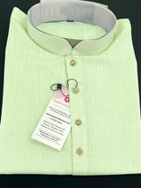 Light Green men's kurta pajama in pure linen cotton with premium linen cotton with fancy buttons — Kaash Collection