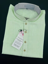 Light Green men's kurta pajama in pure linen cotton with premium linen cotton with fancy buttons — Kaash Collection