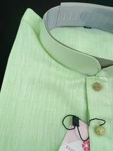 Light Green men's kurta pajama in pure linen cotton with premium linen cotton with fancy buttons — Kaash Collection