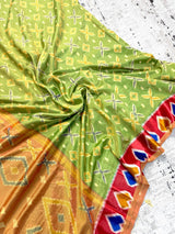 Light Green Soft Silk Saree with Unique printed designs - Kaash