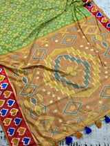 Light Green Soft Silk Saree with Unique printed designs - Kaash