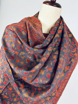Light Grey viscose blend wool Kashmiri shawl with chinar leaves pattern — Kaash Collection