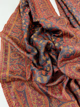 Light Grey viscose blend wool Kashmiri shawl with chinar leaves pattern — Kaash Collection