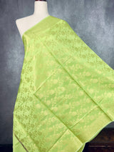 Light Lime Banarasi Floral dupatta in banarasi silk (non-pure) with floral jaal with muted gold zari — Kaash Collection
