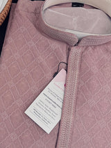 Light Mauve Pink men's kurta pajama in soft raw silk with self-embroidered design with cotton lining — Kaash Collection
