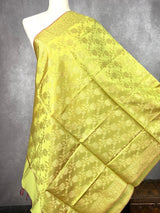 Light Mehndi Soft Silk Floral dupatta in soft silk (non-pure) with floral jaal soft silk — Kaash Collection