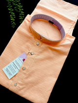 Light Peach Color Cotton Silk Kurta with Resham Zari Stripes - Kaash