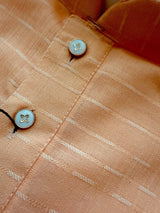 Light Peach Color Cotton Silk Kurta with Resham Zari Stripes - Kaash