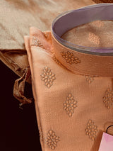 Light Peach Color Kurta for Men - Jute Silk material - Mens Kurta Pajama Set - Kaash